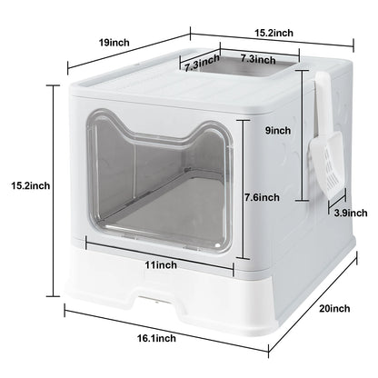 Cat Litter Box with Lid Includes Plastic Scoop