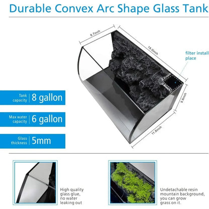 8 Gallon LED Curved Glass Aquarium Kit