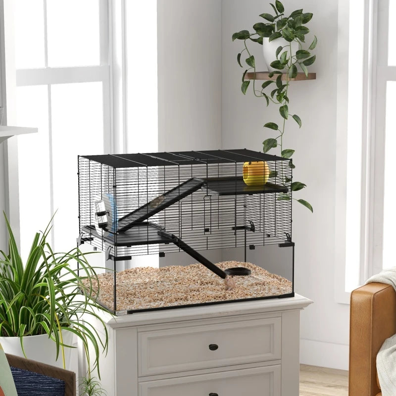 Small Animal Cage with Glass Basin