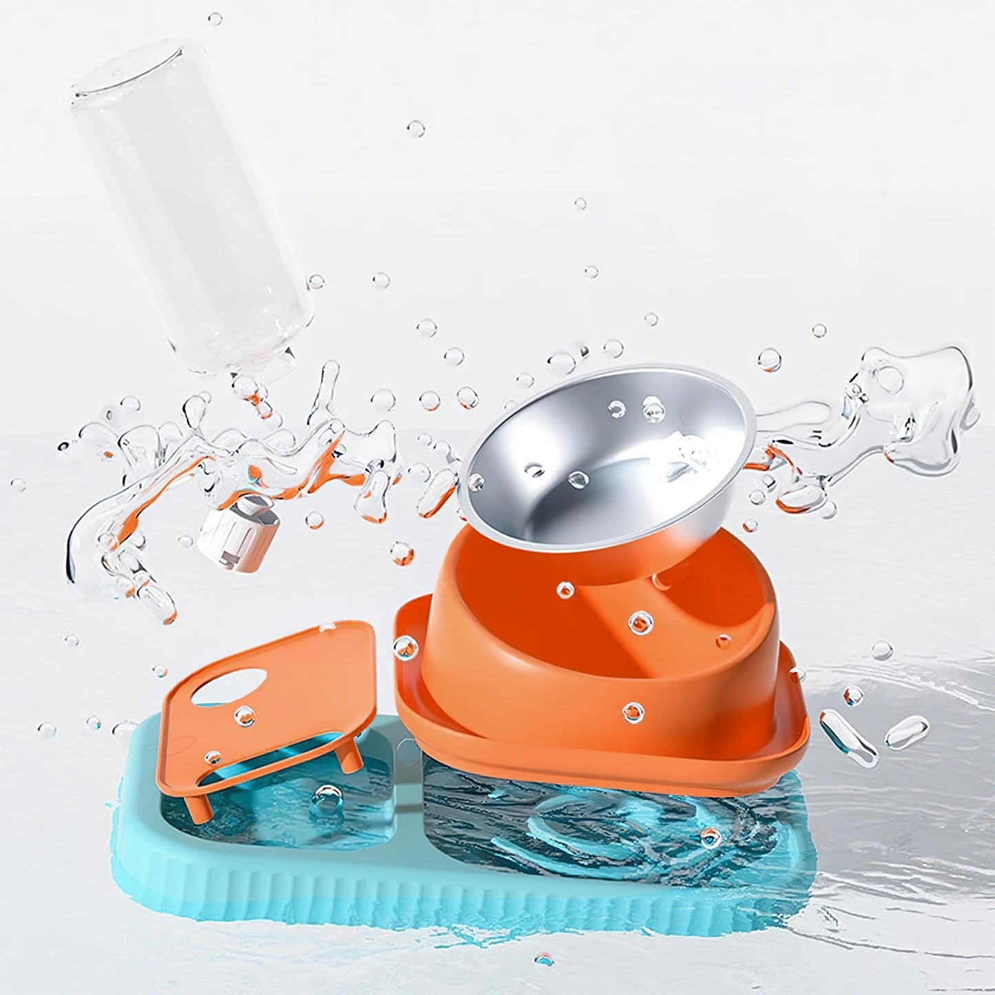 Water and Food Bowl Set with Automatic Water Dispenser