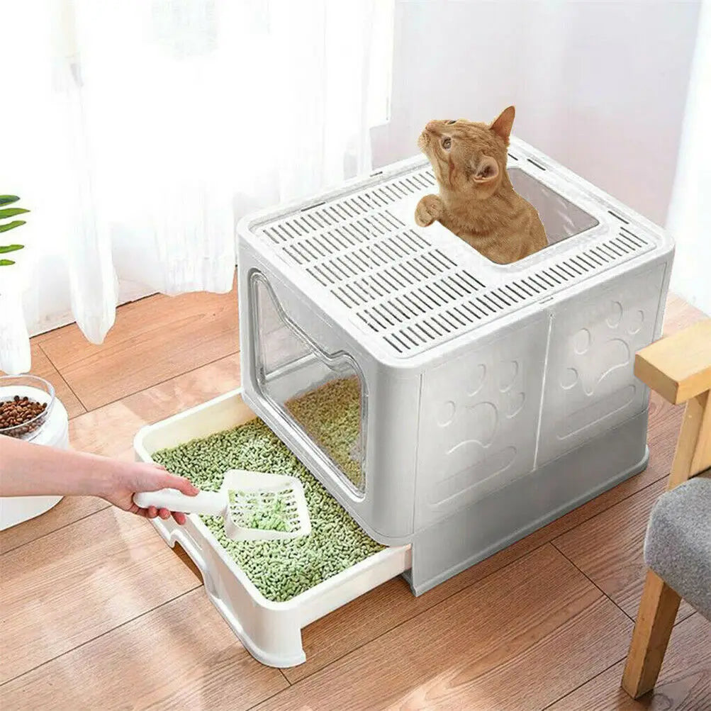 Cat Litter Box with Lid Includes Plastic Scoop