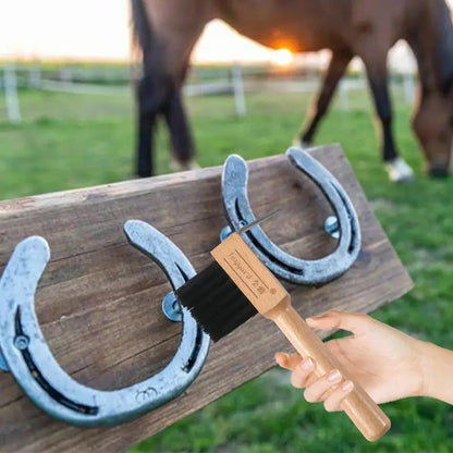 Hoof Horse Pick And Brush With Wooden Handle