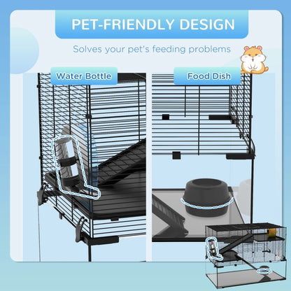 Small Animal Cage with Glass Basin