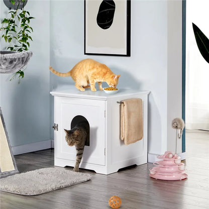 Enclosed Cat Litter Box with side bar