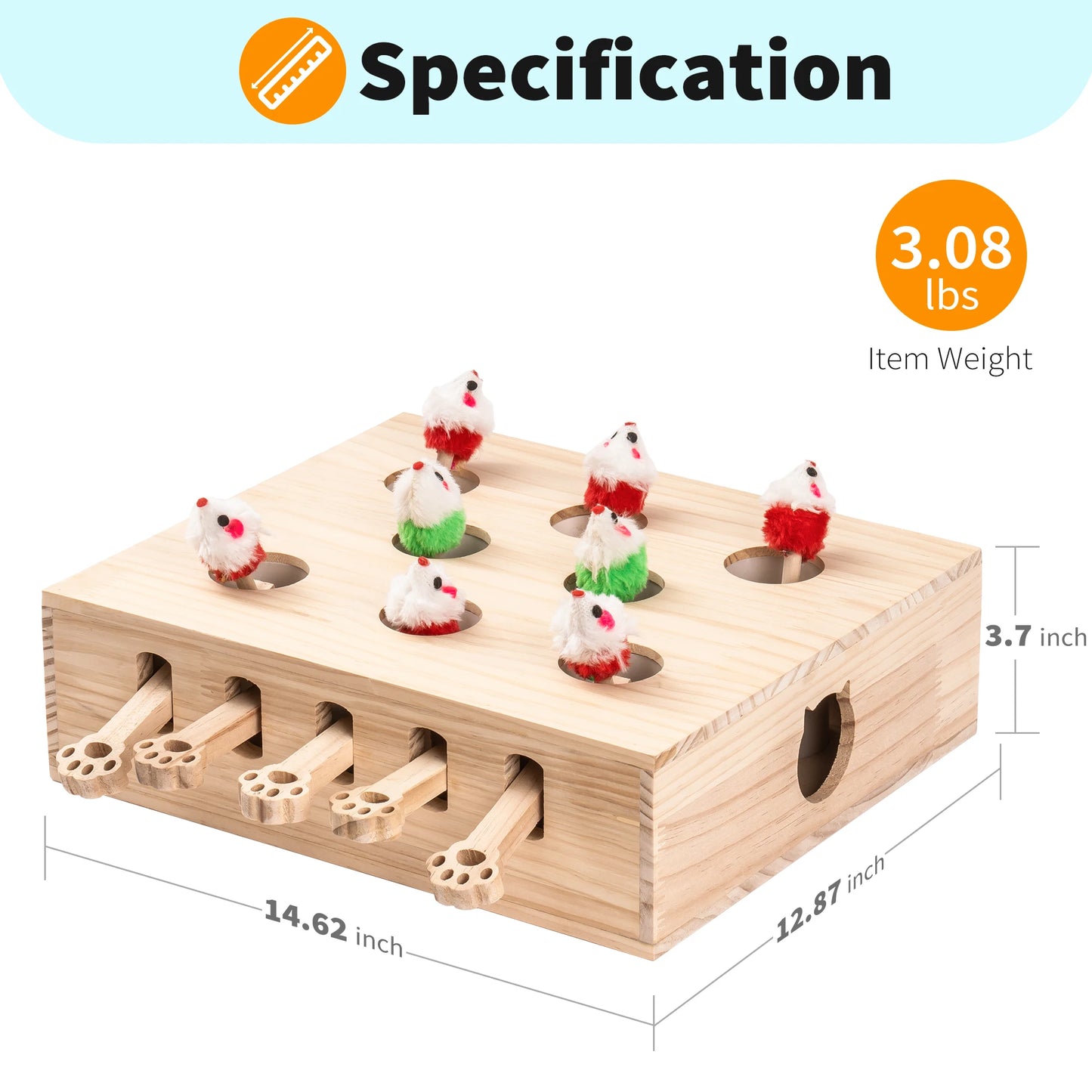 Interactive Solid Wood Whack-a-mole Toy for Cats