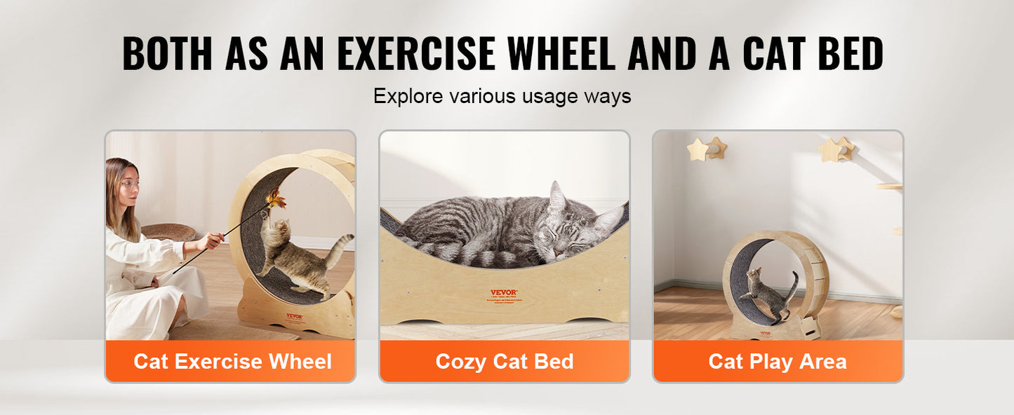 Wooden Cat Exercise Treadmill With Detachable Carpet